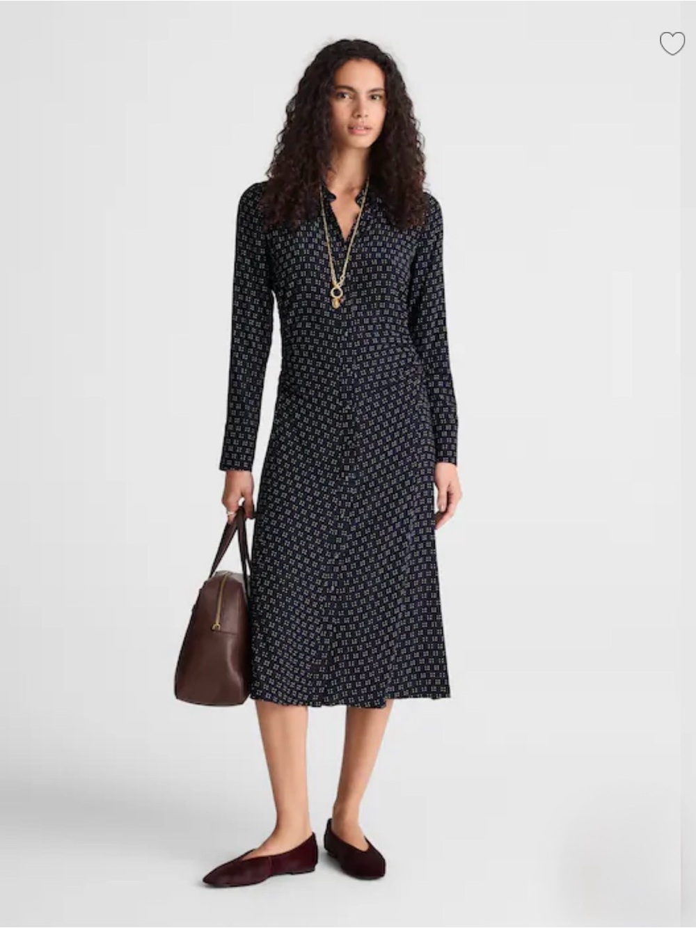 NWT Madewell Ruched Midi Shirtdress Navy Foulard Pattern Sz 6
